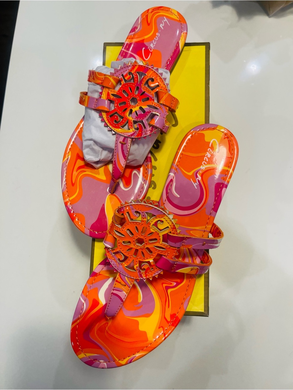 Circus by Sam Edelman Pink & Orange Swirl Girls' Slide Sandals